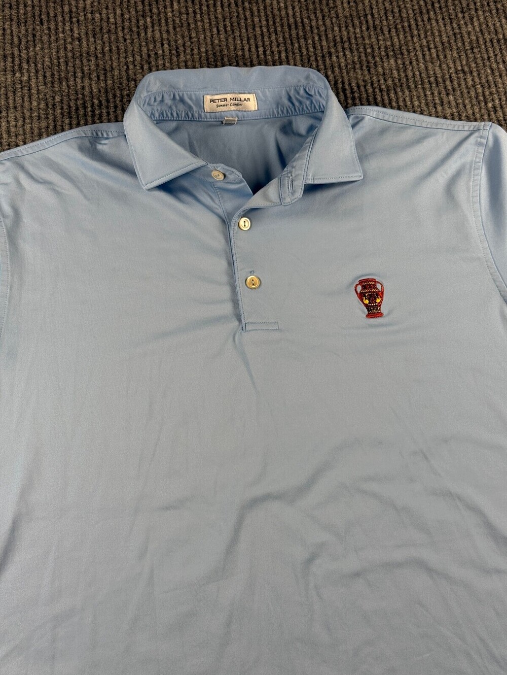 Peter Millar Summer Comfort Golf Crown Crafted Polo Mens M Light Blue Stretch